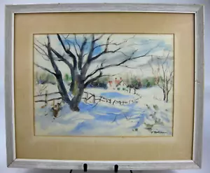 Vollian B Rann Aquarellgemälde Winterszene Bauernhaus Impressionist gelistet - Bild 1 von 24