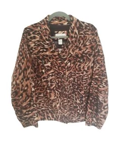 Lucy & Laurel Women's Linen Leopard Jacket Sz 1' - Picture 1 of 6