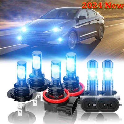For Hyundai Elantra 2013-2018 Combo LED Headlight Hi Lo Beam Fog Light 6x Bulbs - Image 1 of 4