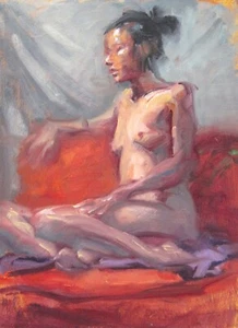 Female Nude: Vivian -original 8x11" art oil painting by TX artist Melissa Grimes - Picture 1 of 1