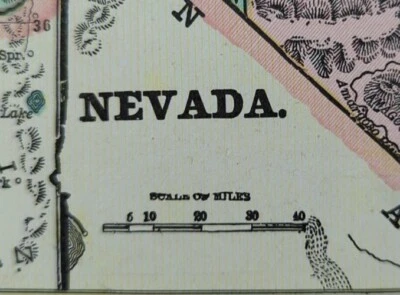 Mapa NEVADA 1902 11"x14" ~ Antiguo Antiguo Original CARSON CITY RENO NV Foto 1 de 4