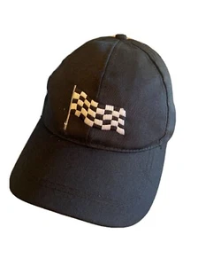 Black Hat Cap Checkered Flag Race Adjustable - Picture 1 of 8