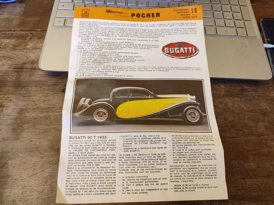 DGPOCHER BUGATTI 50T RIVAROSSI 1/8 RICAMBIO ORIGINALE BROCHURE - Immagine 1 di 1