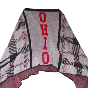 Grau, schwarz und rot karierter Ohio State Poncho Einheitsgröße - Bild 1 von 9