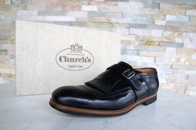 Church's Eu 43,5 UK 9.5 Pantofola Scarpe Shanghai Vitello Nero Nuovo Origin. - Immagine 1 di 4