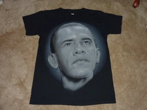 T-shirt vintage Y2K Barack Obama punto singolo cambia etichetta made in USA nera L - Foto 1 di 12