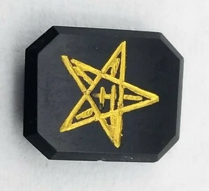 Antiker Freimaurer Oststern Smaragdschliff Onyx Stein Gold 6,5 mm x 8 mm #P584 - Bild 1 von 4