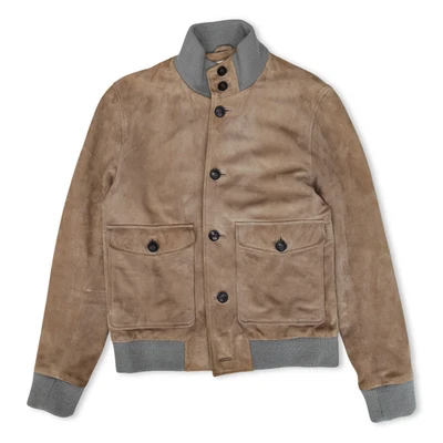 Reiss Suede Harrington Jacket in Stone - Large - Image 1 of 4