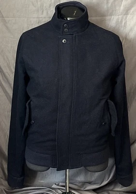 Gant Rugger Men’s Wool Varsity Full-Zip Bomber Jacket Navy Blue Small Coat - Image 1 of 4