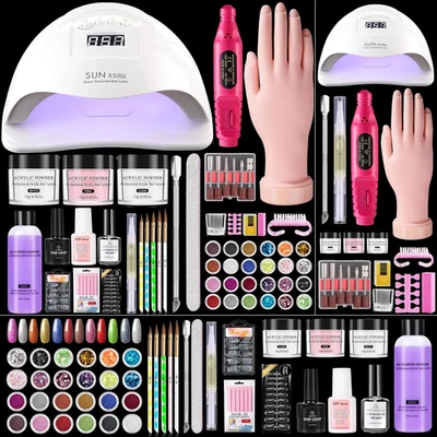 Kit de uñas para principiantes con todo: práctica uñas mano lámpara U V uñas acrílico uñas Foto 1 de 4