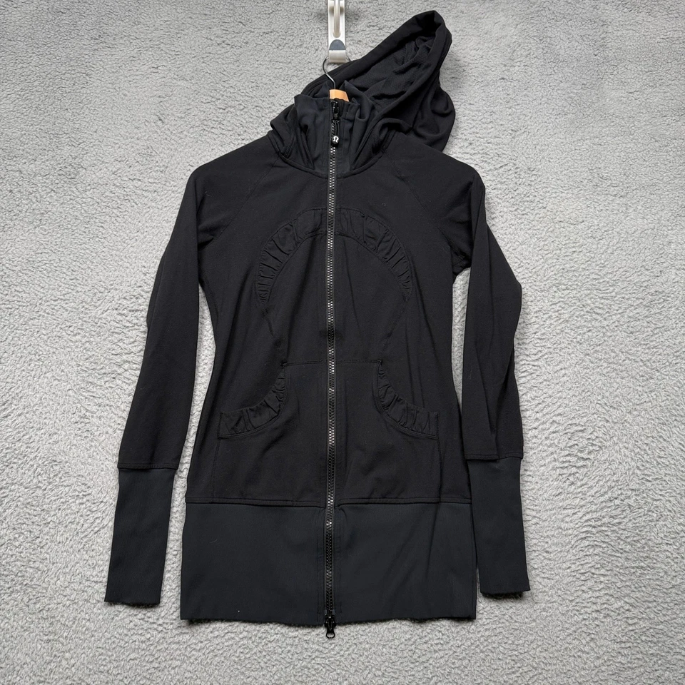 Chaqueta con capucha Lululemon Gather Together negra para mujer talla 4 cremallera completa Foto 1 de 4
