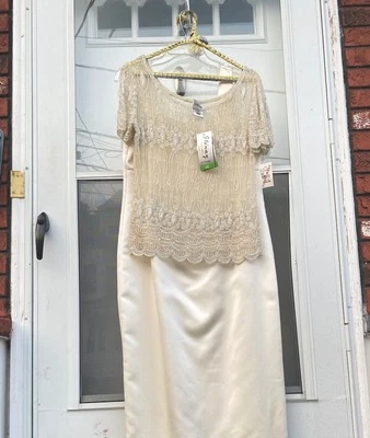 New Vintage Stenay Ivory/Cream Beaded top with Maxi Dress 2 pcs  Size 14 elegant - Image 1 of 4