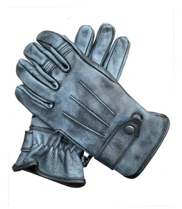 Aniline Leather Gloves Motorcycle Rider Oily Rugged Old Cruiser Chopper Bobber - Picture 1 of 6