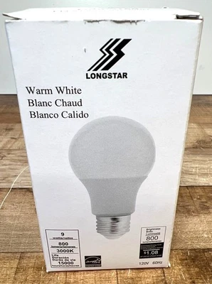 Longstar 9W LED Light Bulb Warm White 3000K 800 Lumens Energy Efficient Dimmable - Image 1 of 2