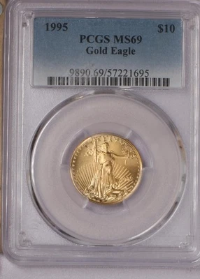 1995 Gold Eagle 1/4 oz. $10 PCGS MS69. Below bid. - Image 1 of 2