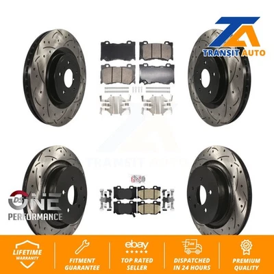 Front Rear Ceramic Pad Coated Drill Slot Disc Brake Rotors Kit For INFINITI FX50 - Image 1 of 4