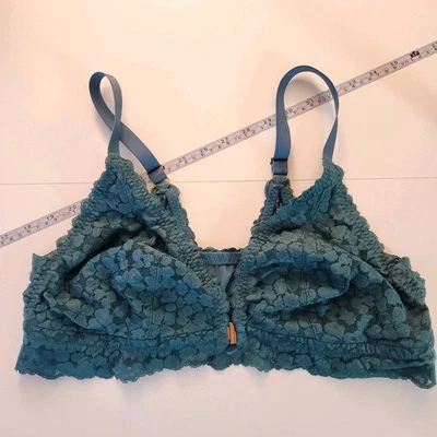 Aerie Bra Women's XL Green Blue Teal Semi Wireless Lace Front Closure Brami - Image 1 of 4