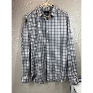 Theory Shirt Mens Dark Gray Plaid Sylvain Skader Dress Button Up Size XL - Picture 1 of 6