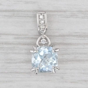 0.90ct Aquamarine Diamond Small Drop Pendant 10k White Gold - Picture 1 of 5