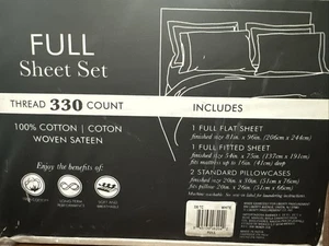 330 Thread Count 4 Piece Sheet Set, 100% Cotton Sateen Soft Sheets (D-1) - Picture 1 of 2