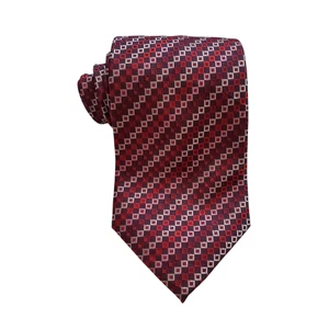 Corbata Zodiac Kingcrest para hombre microfibra jacquard geométrica roja borgoña - Imagen 1 de 7