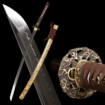 Hand Polished Katana Sword Clay Tempered T10 Steel Razor Sharp Dragon Tsuba - Image 1 of 4