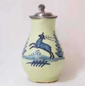 Antique Faience Beer Stein Schrezheim Factory with Deer Signed c.1790s - Picture 1 of 8