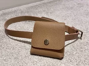 Ladies Caramel Brown Belt Bum Bag Waist Pack Flap Pouch Leather Christmas Gift - Picture 1 of 9