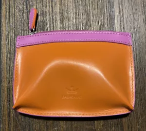 Vera Bradley Baekgaard Leather Zippered Coin Purse Pumpkin Orange Maui Pink - Picture 1 of 5