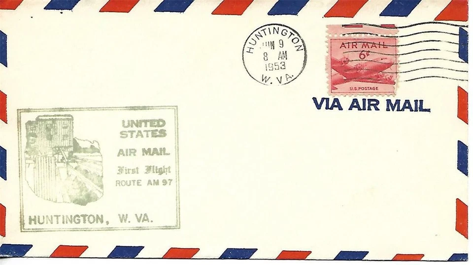 Airmail First Flight Huntington WV June 9 1953 AAMC#97E72 - Image 1 of 1