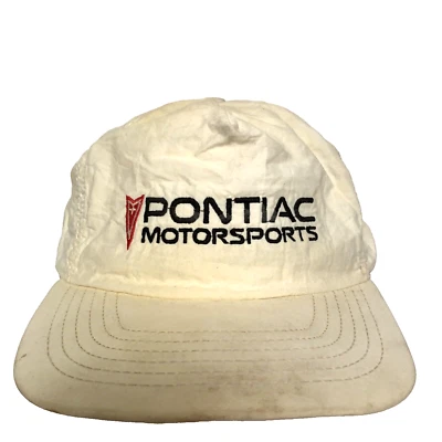 Vtg Pontiac Motorsports Hat Nylon Script Logo Nascar Racing USA Snap Back Cap - Image 1 of 4