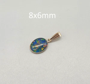 9ct Gold Australian Opal Triplet Pendant Natural 9K Yellow Gold Clip Bail 8x6mm - Picture 1 of 8