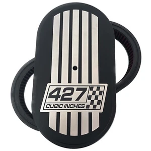 Chevy 427 - Kit de purificador de aire ovalado negro 15", aluminio fundido a presión "427 pulgadas cúbicas" - Imagen 1 de 5