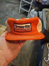Vtg Dresser Atlas Patch Orange Adjustable Snapback Mesh Trucker Hat K-Brand USA