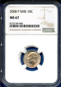 2008 P NGC SMS MS67 Roosevelt Dime 10c US Mint Coin 2008-P MS-67  - Picture 1 of 3