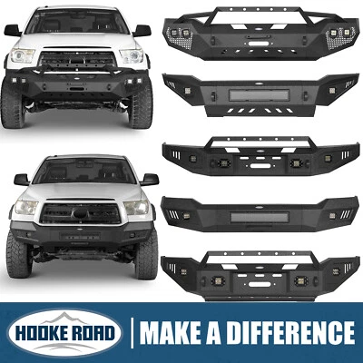 Parachoques delantero Hooke Road de acero texturizado con luces LED para Toyota Tundra 2007-2013 Foto 1 de 4