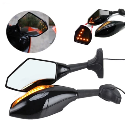Rearview Mirrors With Turn Signals LED For Honda CBR929RR CBR954RR Kawasaki ZX Foto 1 de 4