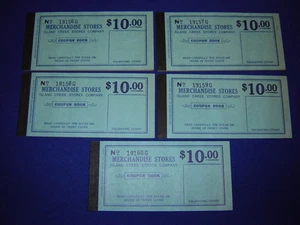 lot of 5 $10.00 Island Creek Company Store coal mine scrip coupons uncirculated - Picture 1 of 5