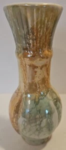 Jarrón Lusterware pintado a mano esmalte por goteo verde pastel marrón 6,5" X 3" vintage - Imagen 1 de 5