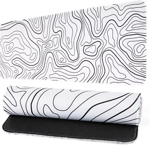 Large Gaming Mouse Pad, White Topographic Mousepad Desk Mat for Gaming Office, L - Picture 1 of 1
