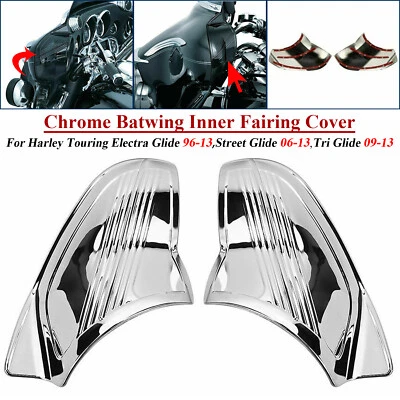 Chrome Batwing Inner Fairing Cover Trim For Harley Touring Street Electra Glide - Image 1 of 4