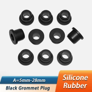 Black Silicone Rubber Wiring Grommet Plug Bungs Wire Cable Protect Bushes 5-28mm - Picture 1 of 10