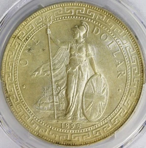 1898-B Great Britain Silver Trade Dollar T$1 PCGS AU58 - Picture 1 of 4