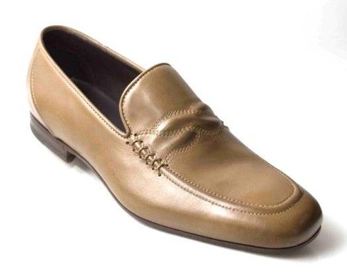 Mocassini BOTTEGA VENETA pelle oliva taupe scarpe da uomo 38 5 US 6 5 nuovi con scatola $640