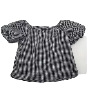 Saks Fifth Avenue Gingham off the shoulder shirt size XS Black White - Picture 1 of 5
