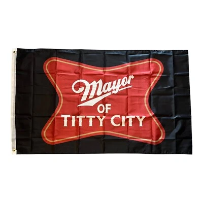 Mayor of Titty City Flag 3x5 ft funny wall flag boating American Flag Banner - Image 1 of 4