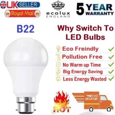 GLS B22 E27 Light Bulbs Daylight 40w 60w 100w LED Globe Warm White Bayonet Screw - Image 1 of 4