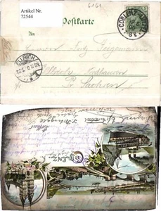 72544,Litho Gruß aus Coblenz Koblenz Dampfer Casthor Kirche - Picture 1 of 1