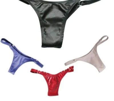 Frauen Faux Spandex Latex Tangas Slip Schlüpfer Sexy Matt Höschen G-String - Bild 1 von 4