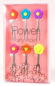 Paquete de 6 selecciones coloridas de flores reutilizables de silicona de acero inoxidable para fiesta - Imagen 1 de 5